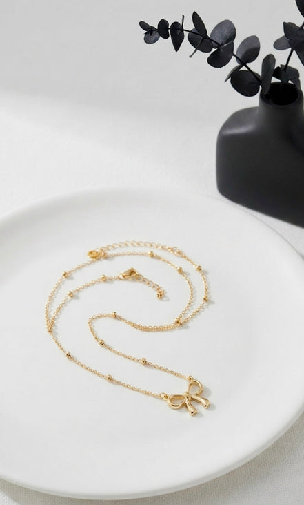 Dainty Gold Ribbon Bow Chain