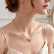 Dainty Gold Ribbon Bow Chain