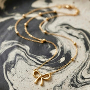 Dainty Gold Ribbon Bow Chain