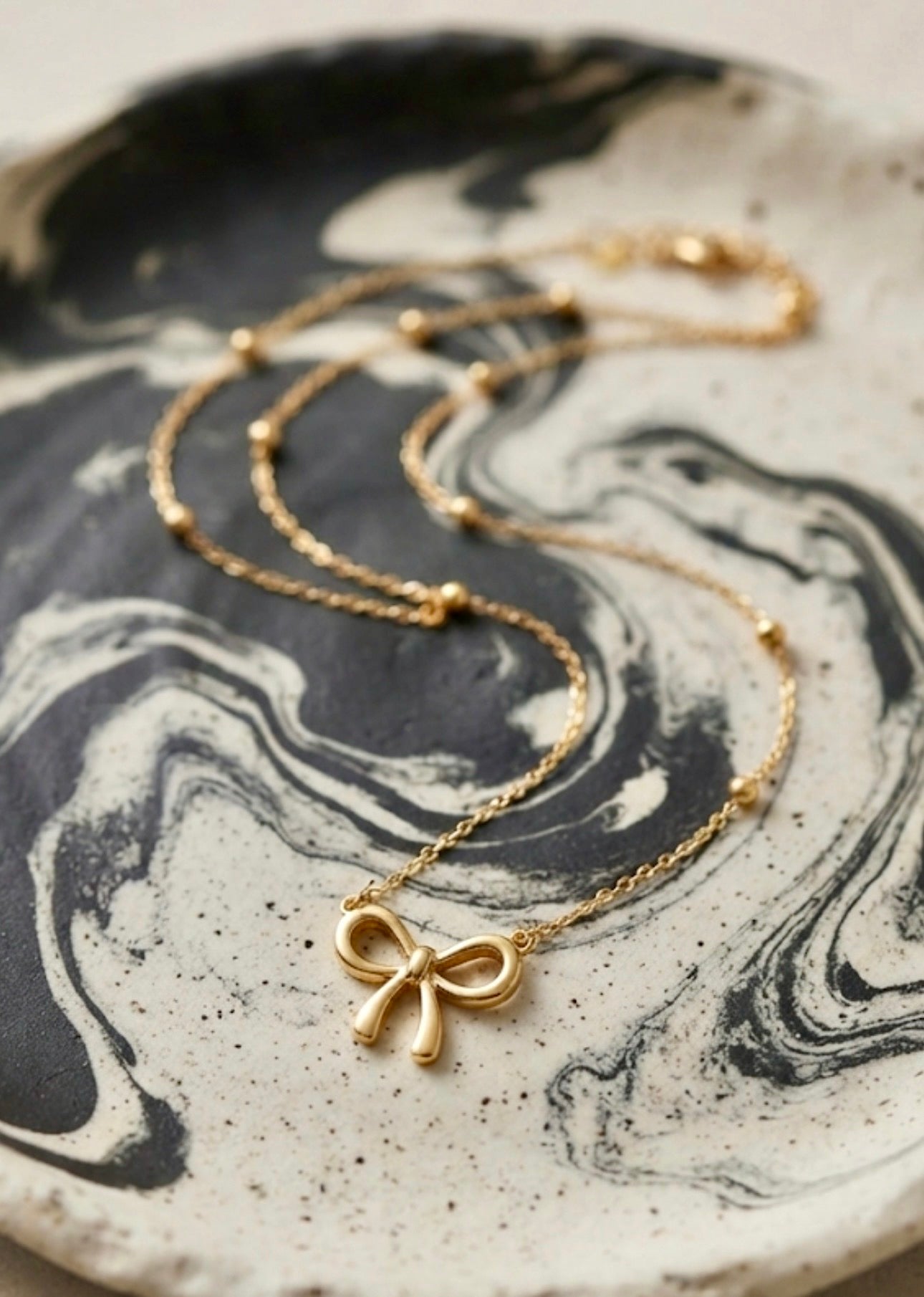 Dainty Gold Ribbon Bow Chain