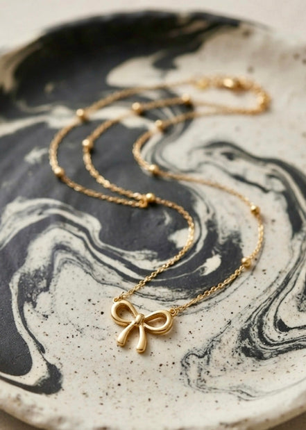 Dainty Gold Ribbon Bow Chain