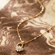Anti-tarnish Crystal Flower Pendent Chain