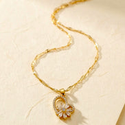 Anti-tarnish Crystal Flower Pendent Chain