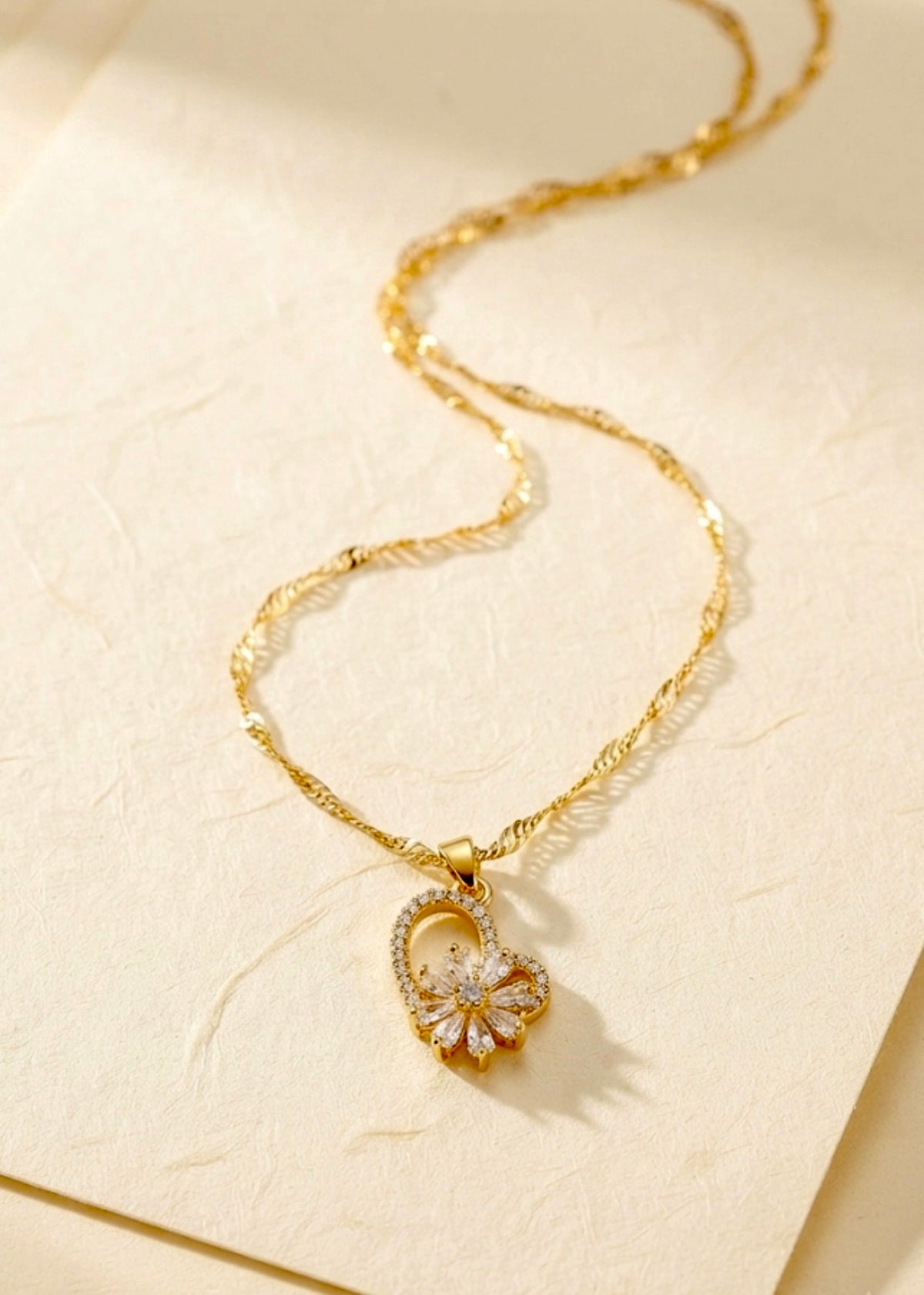 Anti-tarnish Crystal Flower Pendent Chain
