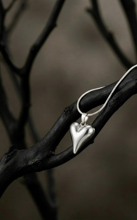 Silver Puffy Heart Neckchain