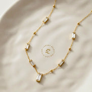 Baguette Crystal Station Satellite Necklace