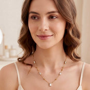 Baguette Crystal Station Satellite Necklace