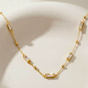 Baguette Crystal Station Satellite Necklace