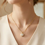 Round Crystal Solitaire Bezel Pendant Chain