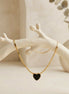 Black Enamel Heart Herringbone Pendant Chain