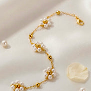 Pearl Flower Gold Chain Bracelet