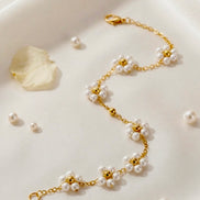 Pearl Flower Gold Chain Bracelet