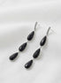 Triple Black Teardrop Linear Drop Earrings