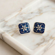 Kundan Meenakari Square Stud Earring