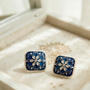 Kundan Meenakari Square Stud Earring