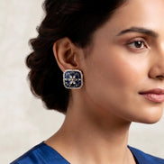 Kundan Meenakari Square Stud Earring