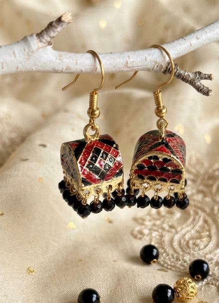 Handcrafted Palki Meenakari Jhumka Earrings