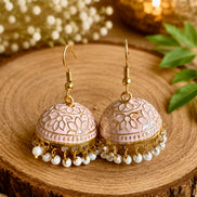Handcrafted Pastel Pink Meenakari Jhumka Earrings
