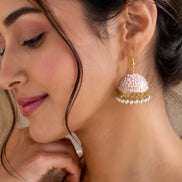 Handcrafted Pastel Pink Meenakari Jhumka Earrings