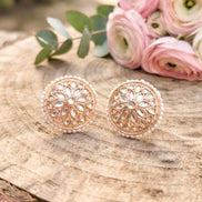 Kundan Stud Earrings with a Pearl Border