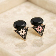 Geometric Triangle Enamel Drop Earrings