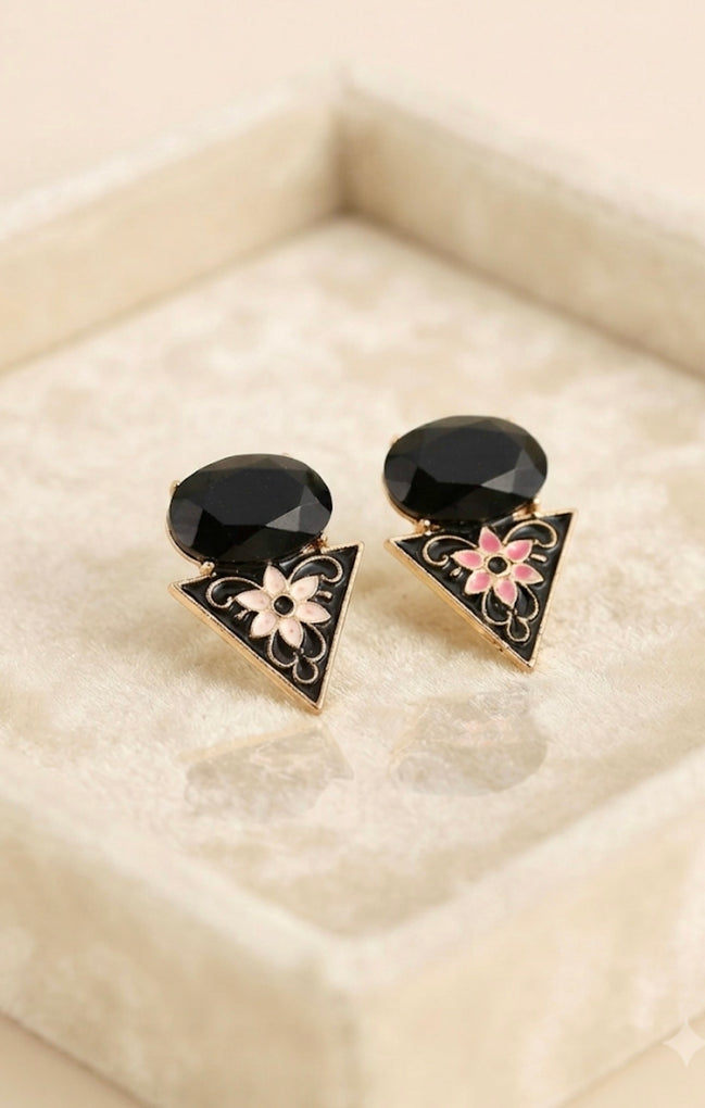 Geometric Triangle Enamel Drop Earrings