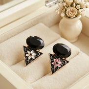 Geometric Triangle Enamel Drop Earrings