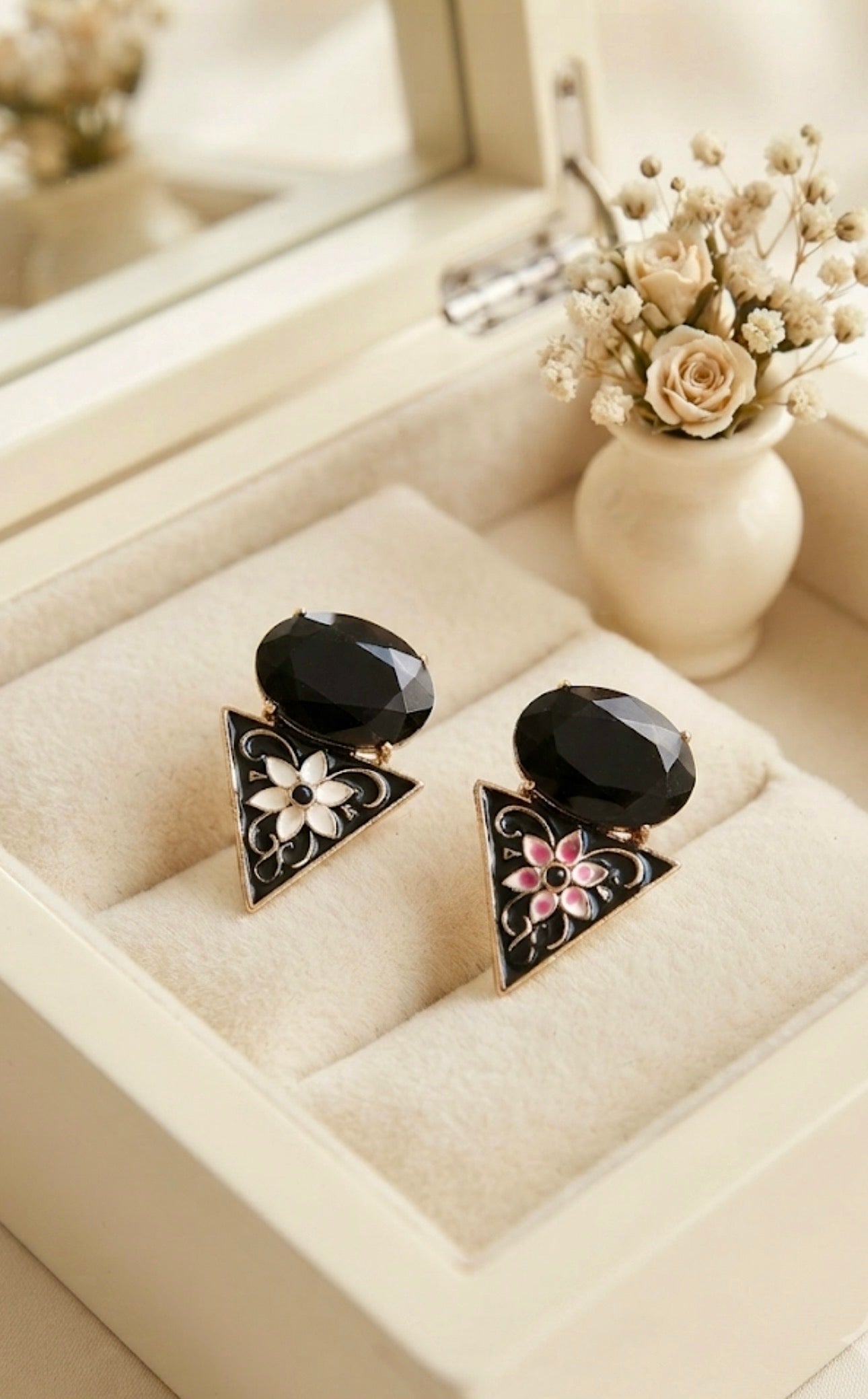 Geometric Triangle Enamel Drop Earrings