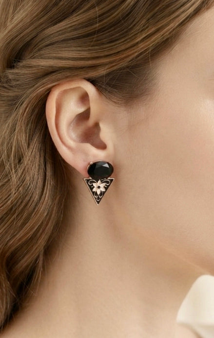Geometric Triangle Enamel Drop Earrings