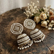 Pearl-Studded Gold Jhumkas