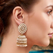Pearl-Studded Gold Jhumkas