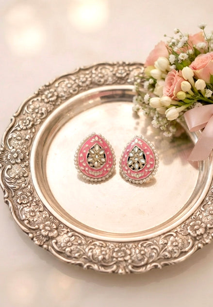 Meenakari Pearl Stud Earrings