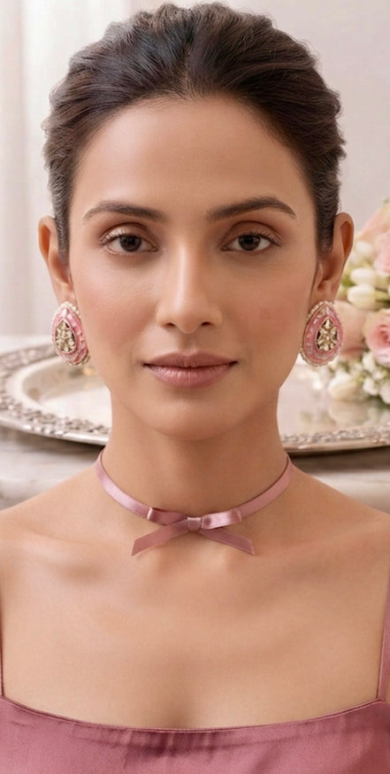 Meenakari Pearl Stud Earrings