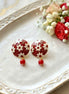 Red Meenakari Floral Round Studs with Drop Beads