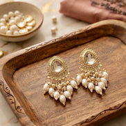 Kundan Pearl Drop Earrings