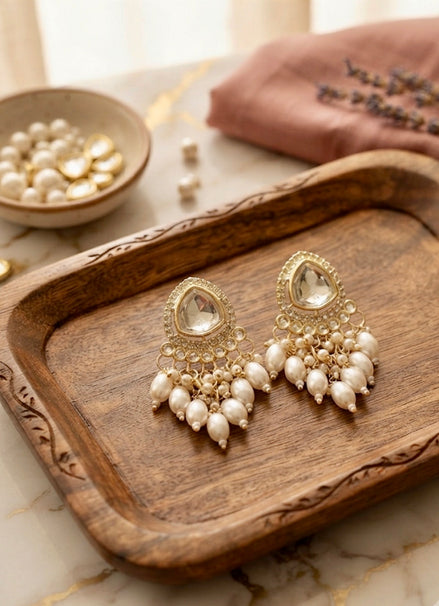 Kundan Pearl Drop Earrings
