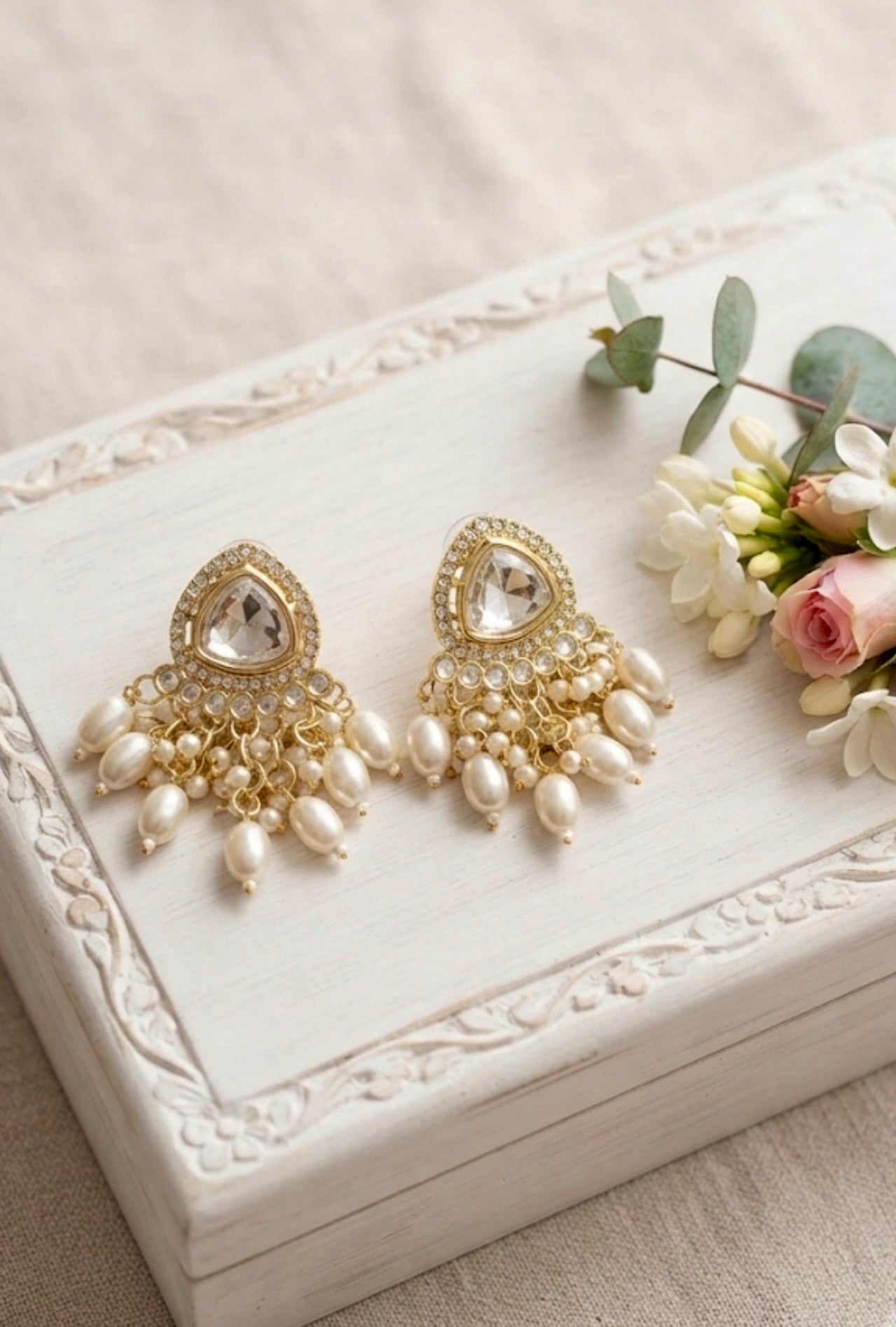 Kundan Pearl Drop Earrings