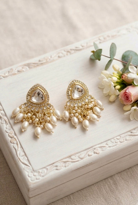 Kundan Pearl Drop Earrings