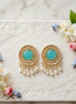 Antique Gold Turquoise Studs with Pearl Drop