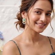 Antique Gold Turquoise Studs with Pearl Drop