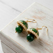 Green Meenakari Jhumkas