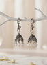 Oxidized Silver Floral Leaf Pearl Jhumka