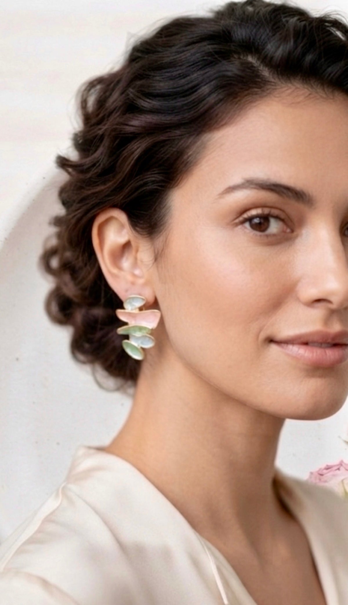Abstract Multi-Tier Pastel Enamel Stud