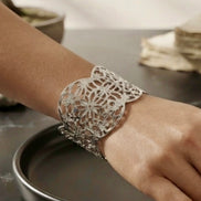 Ornate Floral Filigree Wide Cuff Bracelet