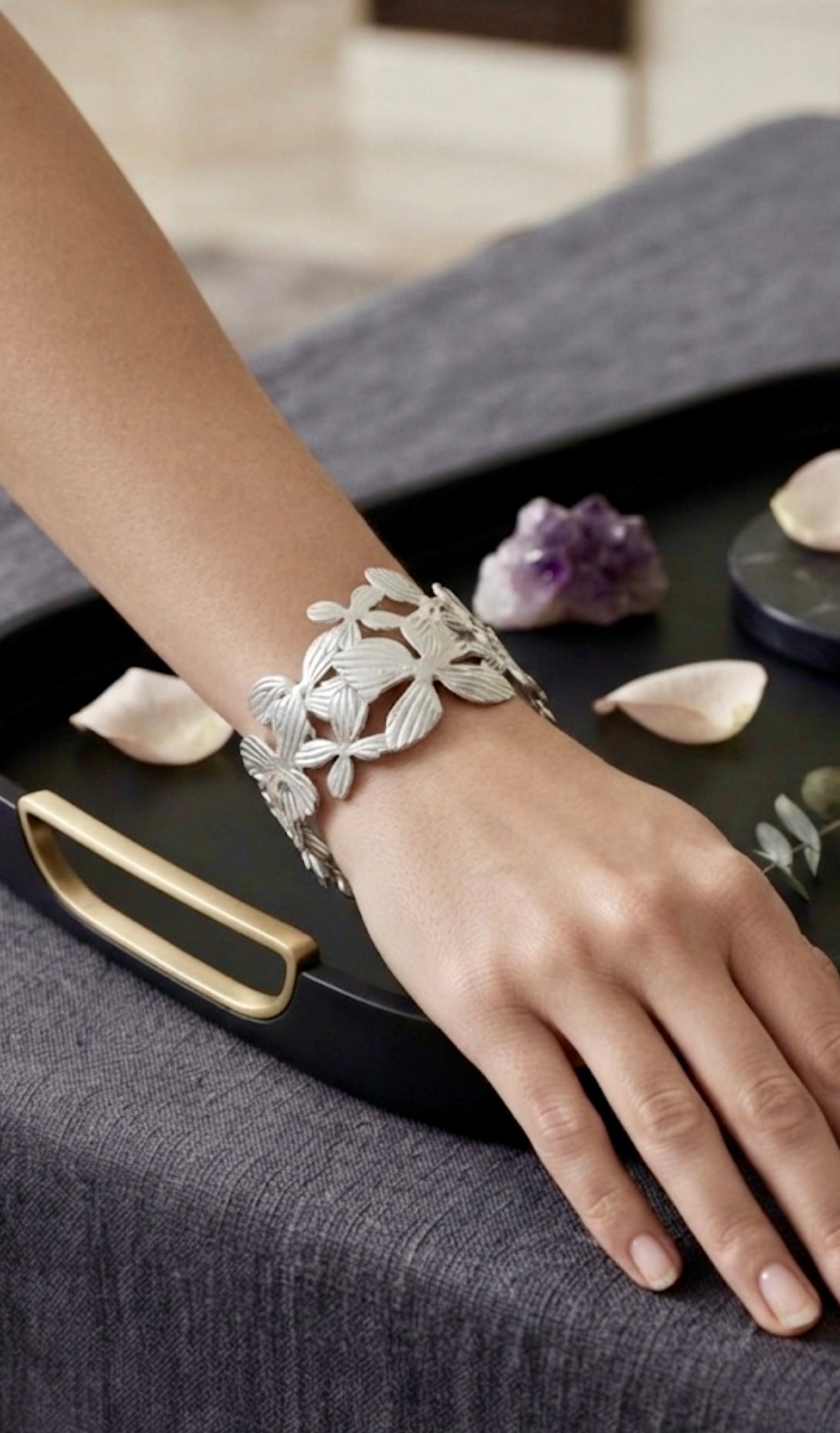 Laser-Cut Silver Statement Bracelet
