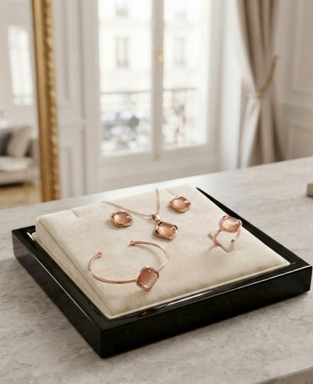 Korean Pink Square Jewelry Set