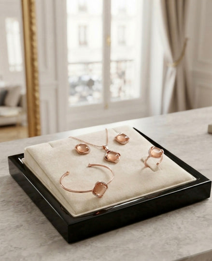 Korean Pink Square Jewelry Set