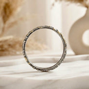 Oxidized Silver Floral Openable Kada