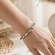 Oxidized Silver Floral Openable Kada