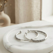 Oxidized Silver  Set Of 2 Kada